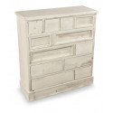 Cassettiera 12 cassetti in legno cerato bianco nudo 84x32x92cm