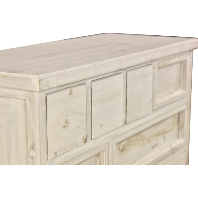 Meuble Semainier Chiffonnier Grainetier Bois Cerusé Blanc 12 Tiroirs Nu 84x32x92cm
