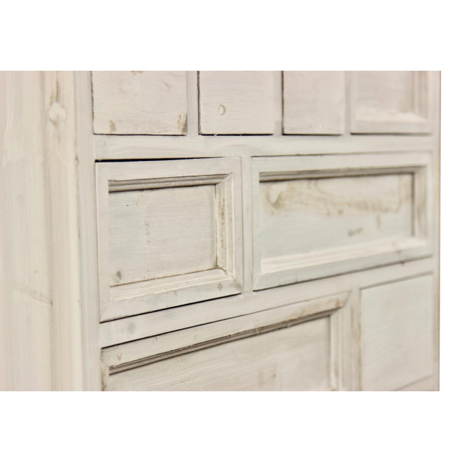 Meuble Semainier Chiffonnier Grainetier Bois Cerusé Blanc 12 Tiroirs Nu 84x32x92cm