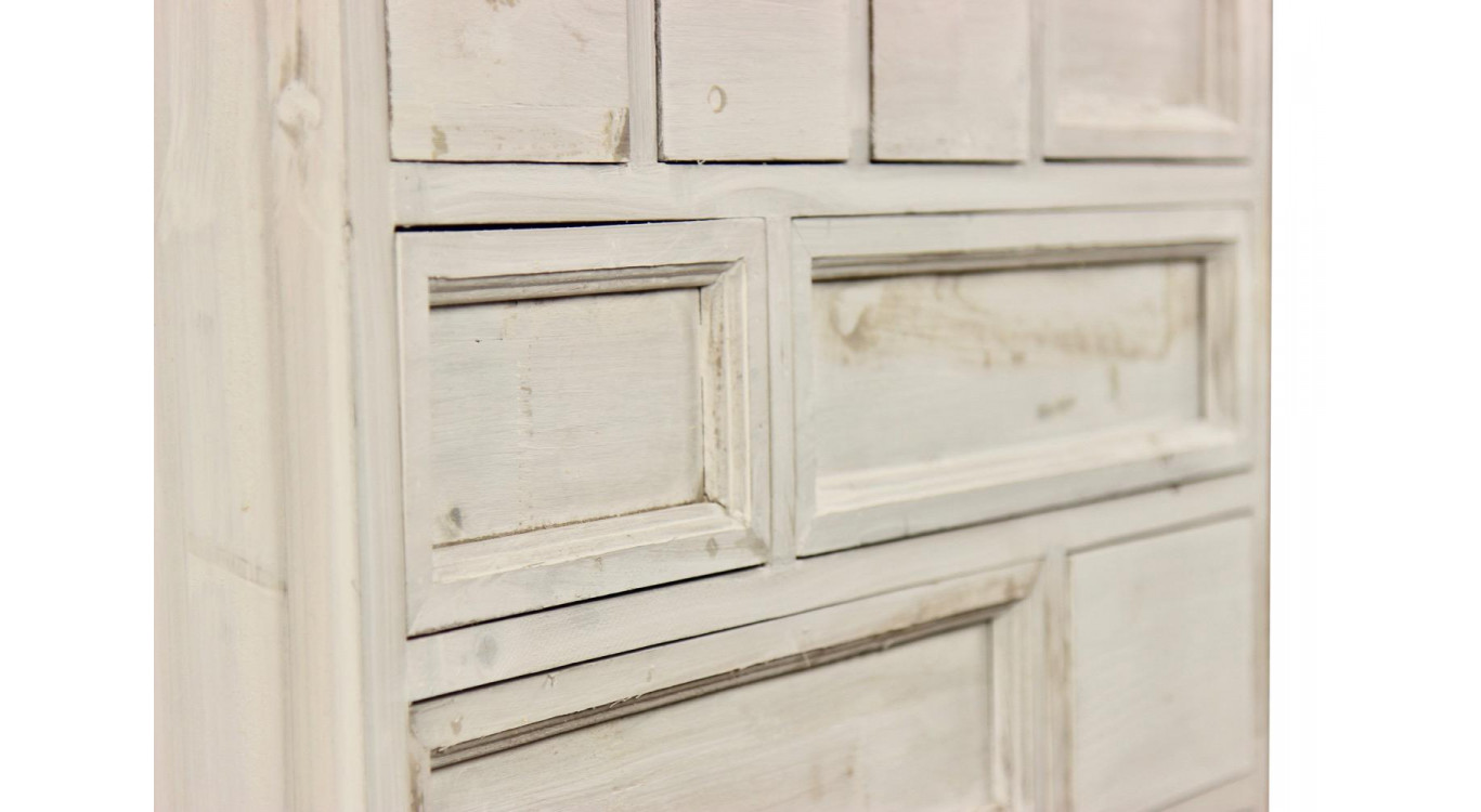 Meuble Semainier Chiffonnier Grainetier Bois Cerusé Blanc 12 Tiroirs Nu 84x32x92cm