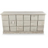 Meuble Semainier Chiffonnier Grainetier Bois 18 Tiroirs Cerusé Blanc Nu 170x50x83cm