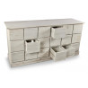 Meuble Semainier Chiffonnier Grainetier Bois 18 Tiroirs Cerusé Blanc Nu 170x50x83cm