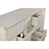 Meuble Semainier Chiffonnier Grainetier Bois 18 Tiroirs Cerusé Blanc Nu 170x50x83cm