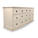 Credenza a 15 cassetti in legno cerato bianco 200x55x85cm