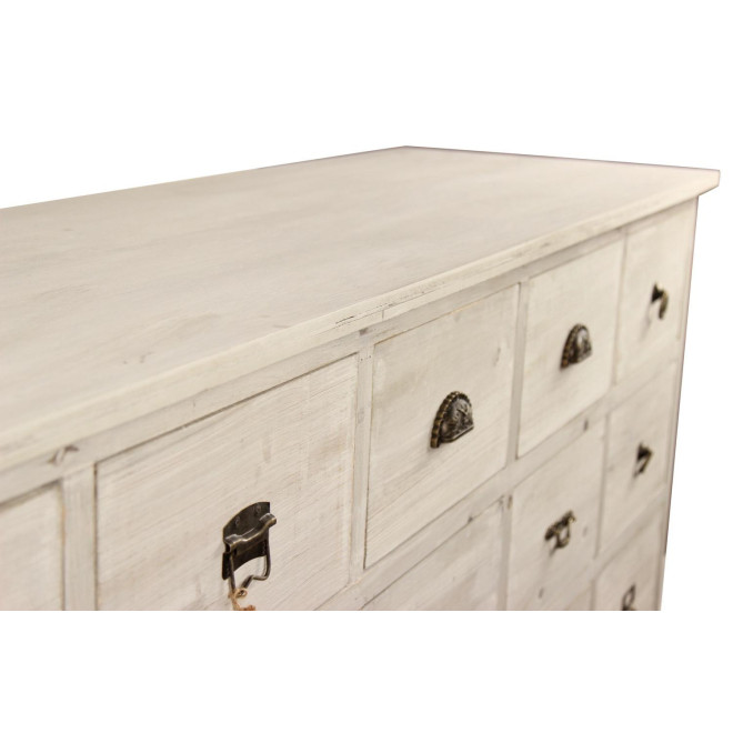 Wochenmöbel Chiffonnier Grainetier Bois 15 Schubladen Cerusé Blanc 200x55x85cm