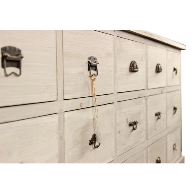 Wochenmöbel Chiffonnier Grainetier Bois 15 Schubladen Cerusé Blanc 200x55x85cm