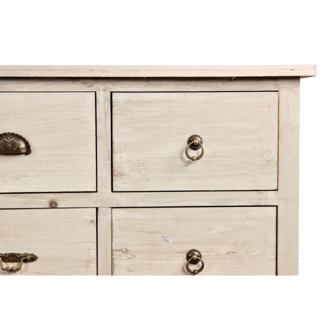 Wochenmöbel Chiffonnier Grainetier Bois 15 Schubladen Cerusé Blanc 200x55x85cm