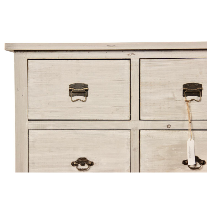 Wochenmöbel Chiffonnier Grainetier Bois 15 Schubladen Cerusé Blanc 200x55x85cm
