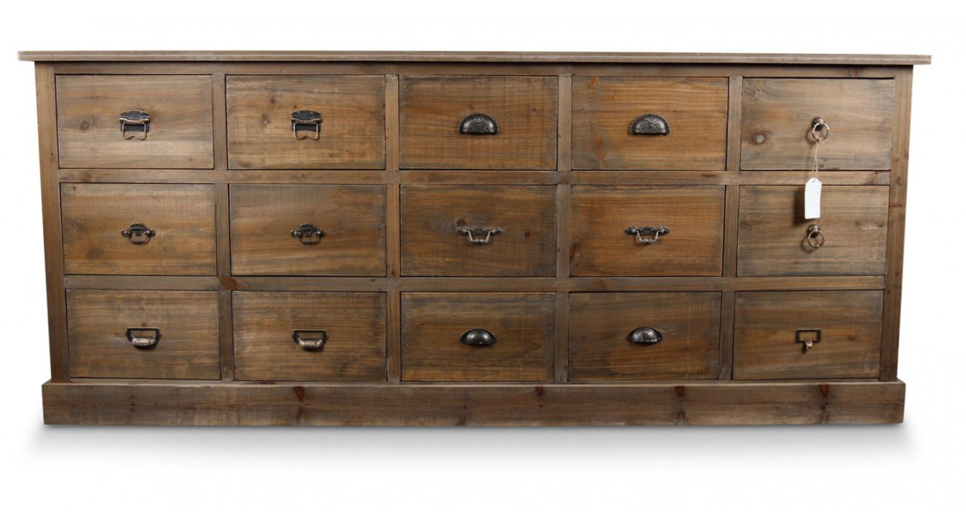 Wochenmöbel Chiffonnier Grainetier Holz 15 Schubladen 200x55x85cm