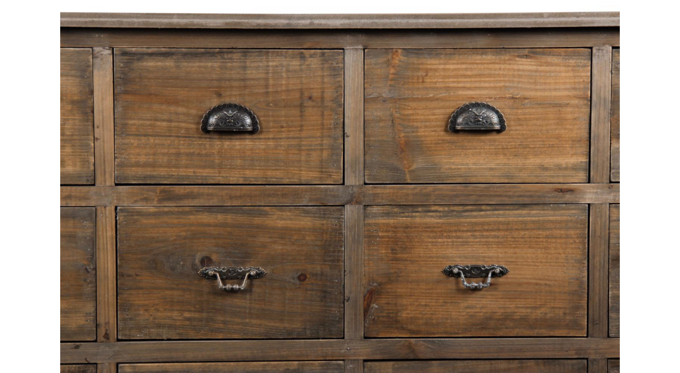 Wochenmöbel Chiffonnier Grainetier Holz 15 Schubladen 200x55x85cm