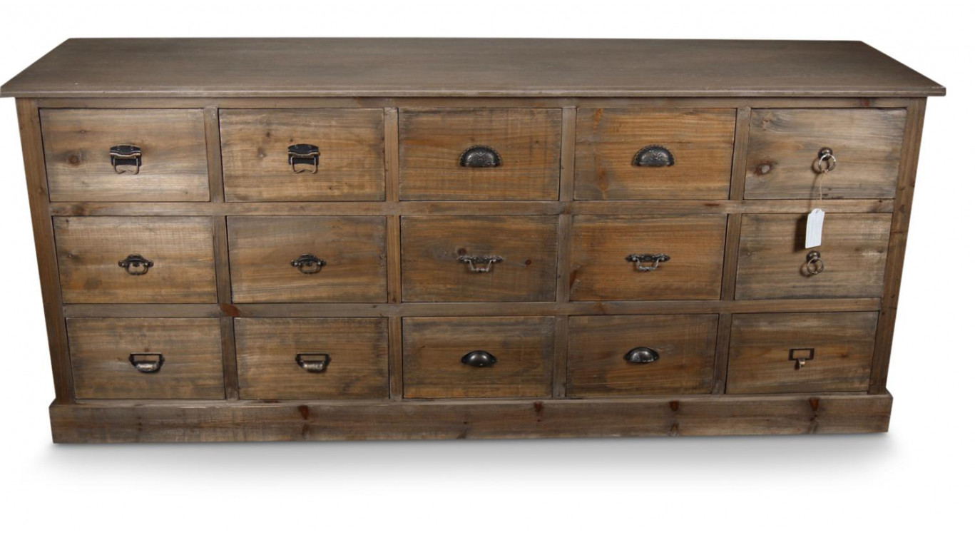 Wochenmöbel Chiffonnier Grainetier Holz 15 Schubladen 200x55x85cm