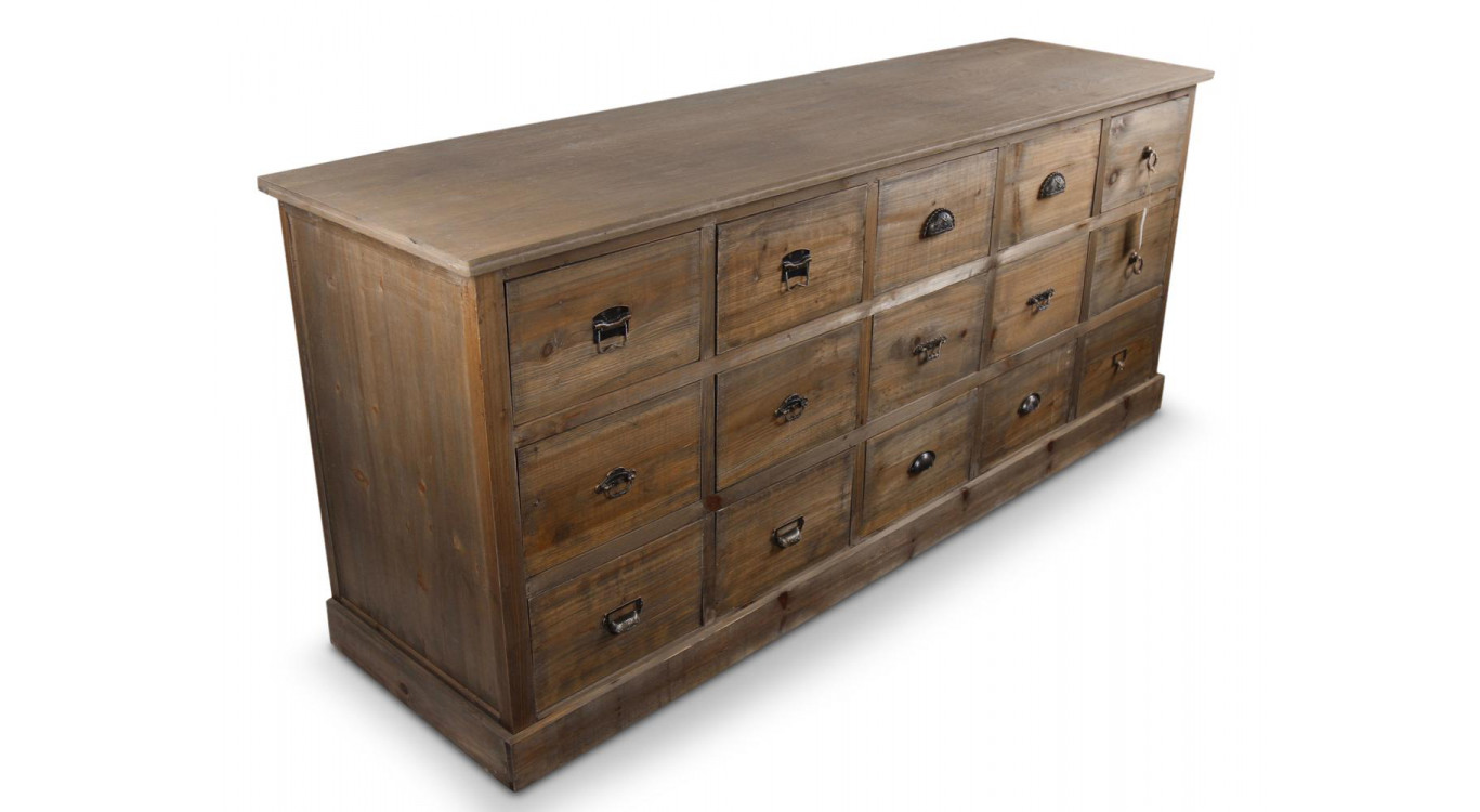 Wochenmöbel Chiffonnier Grainetier Holz 15 Schubladen 200x55x85cm