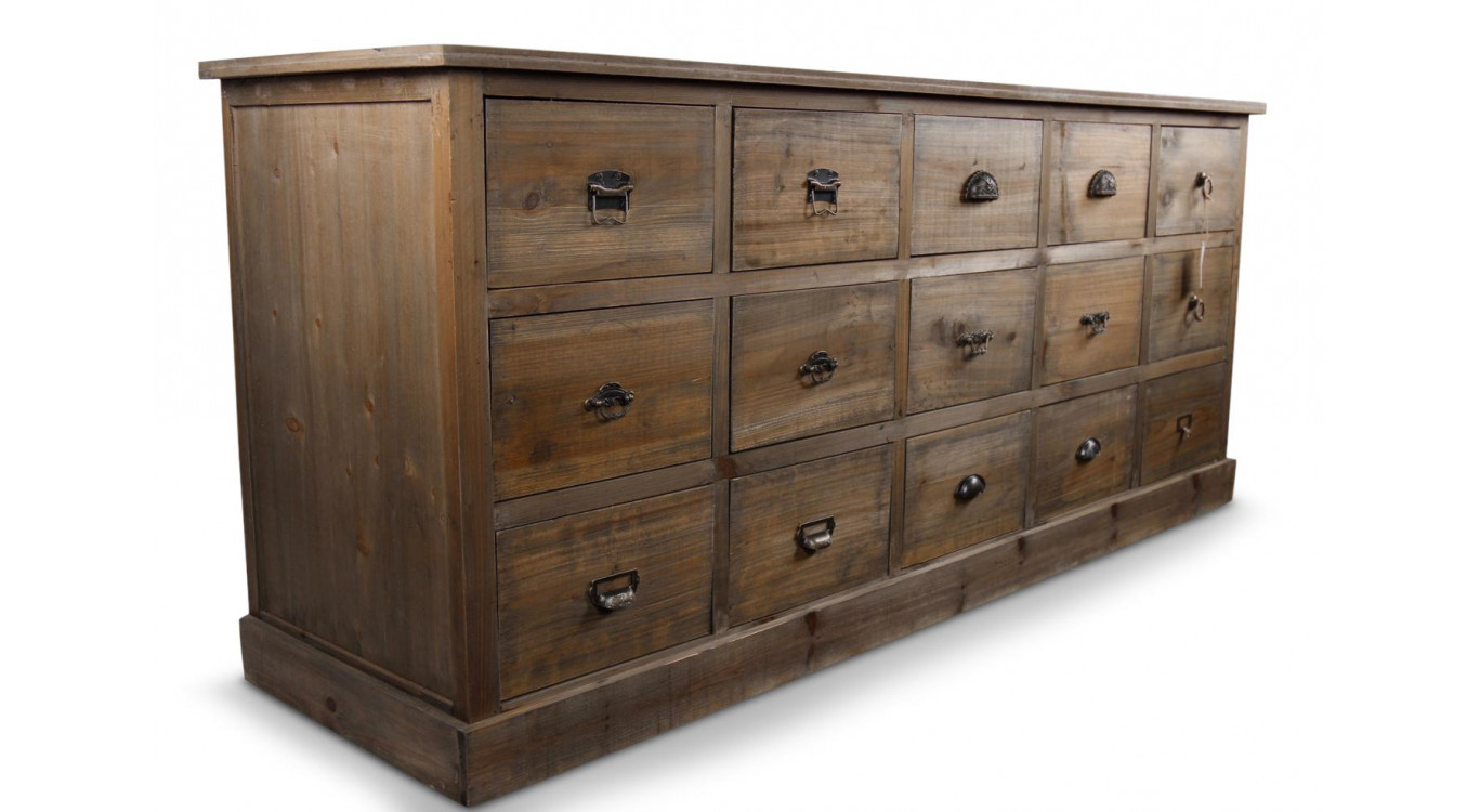 Wochenmöbel Chiffonnier Grainetier Holz 15 Schubladen 200x55x85cm