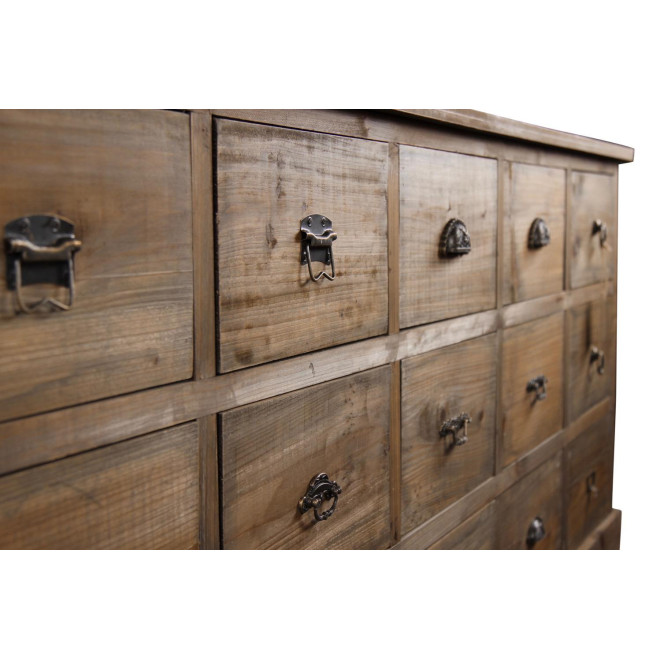 Meuble Semainier Chiffonnier Grainetier Bois 15 Tiroirs 200x55x85cm