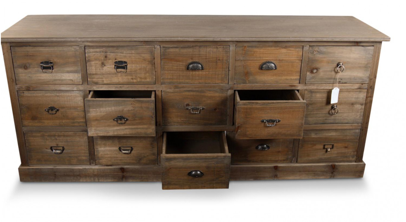 Wochenmöbel Chiffonnier Grainetier Holz 15 Schubladen 200x55x85cm