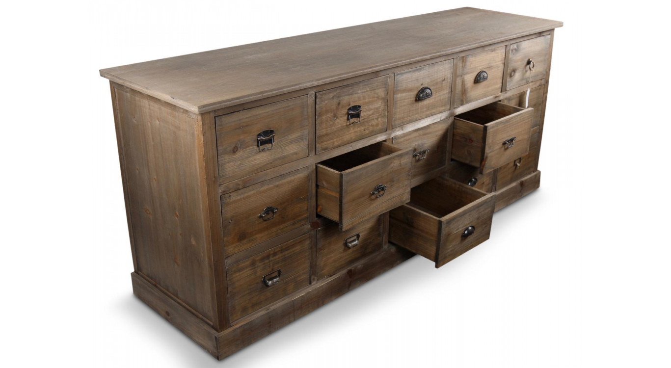 Wochenmöbel Chiffonnier Grainetier Holz 15 Schubladen 200x55x85cm