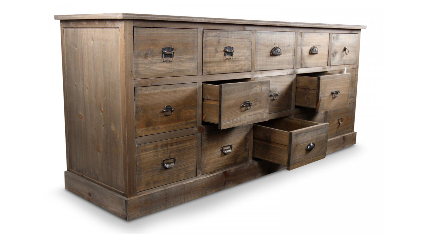 Wochenmöbel Chiffonnier Grainetier Holz 15 Schubladen 200x55x85cm