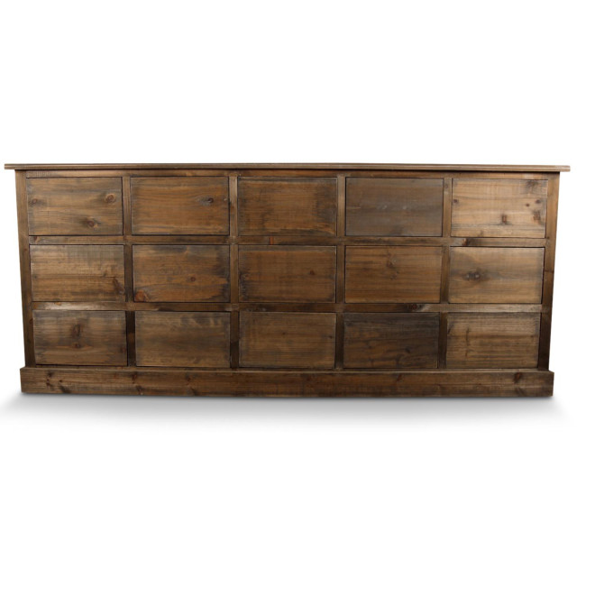 Meuble Semainier Chiffonnier Grainetier Bois 15 Tiroirs Nu 200x55x85cm