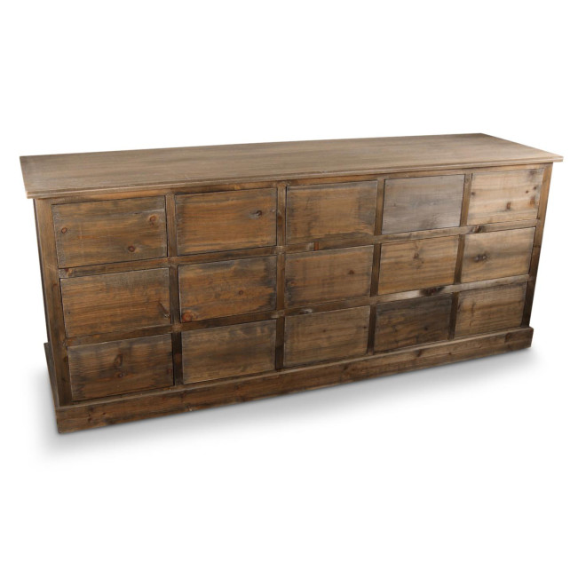 Meuble Semainier Chiffonnier Grainetier Bois 15 Tiroirs Nu 200x55x85cm