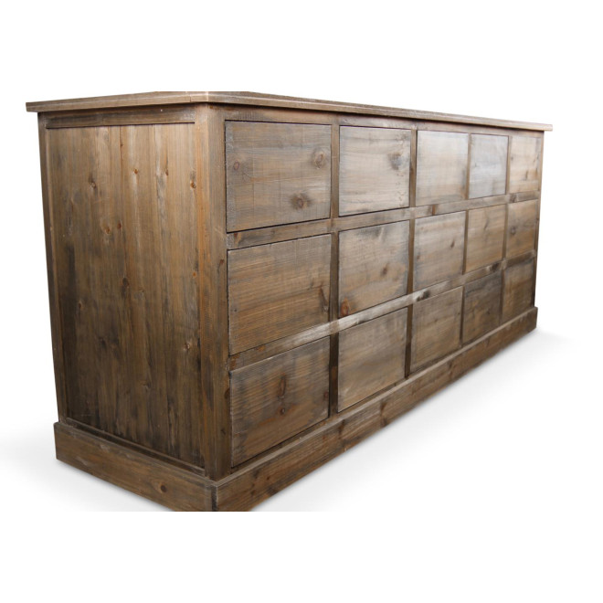 Meuble Semainier Chiffonnier Grainetier Bois 15 Tiroirs Nu 200x55x85cm