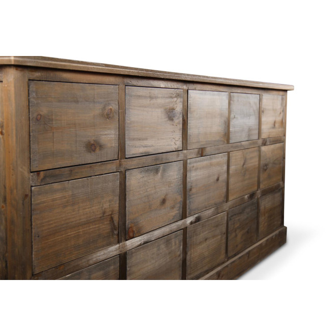Meuble Semainier Chiffonnier Grainetier Bois 15 Tiroirs Nu 200x55x85cm