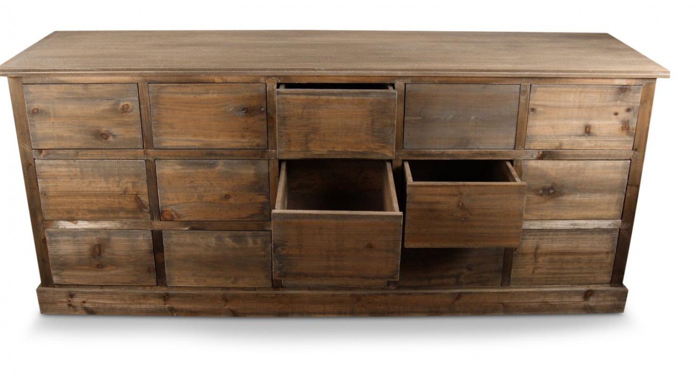 Wochenmöbel Chiffonnier Grainetier Bois 15 Schubladen Nu 200x55x85cm