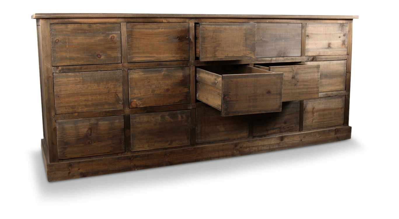 Wochenmöbel Chiffonnier Grainetier Bois 15 Schubladen Nu 200x55x85cm