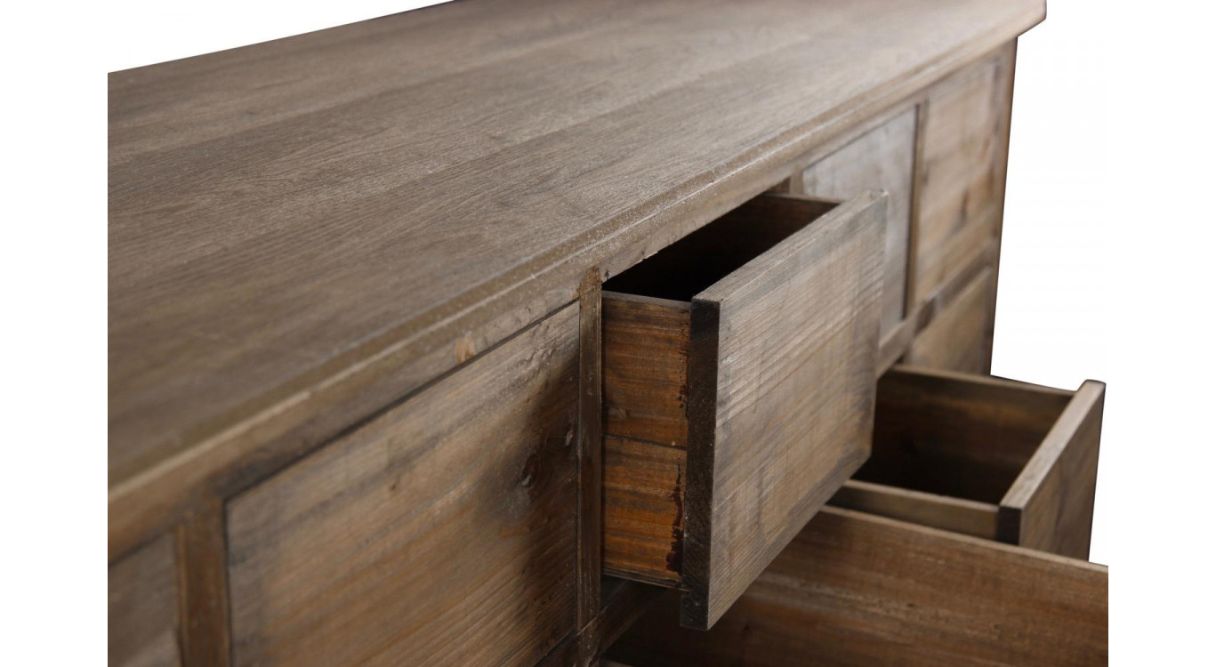 Meuble Semainier Chiffonnier Grainetier Bois 15 Tiroirs Nu 200x55x85cm