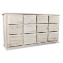 Truhe mit 12 Schubladen Holz Weiß Nackt 167x54x91cm