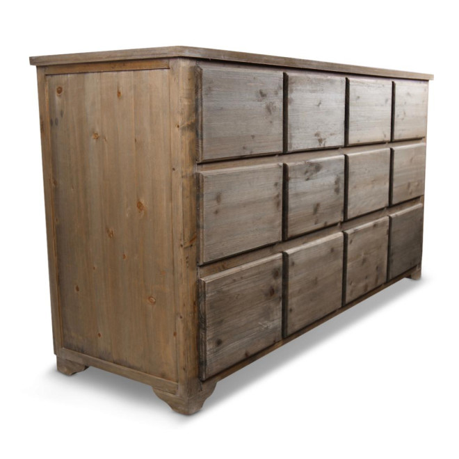 Meuble Semainier Chiffonnier Grainetier Bois 12 Tiroirs Nu 167x54x91cm