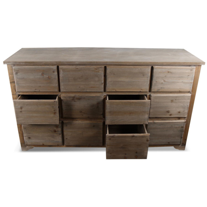 Meuble Semainier Chiffonnier Grainetier Bois 12 Tiroirs Nu 167x54x91cm