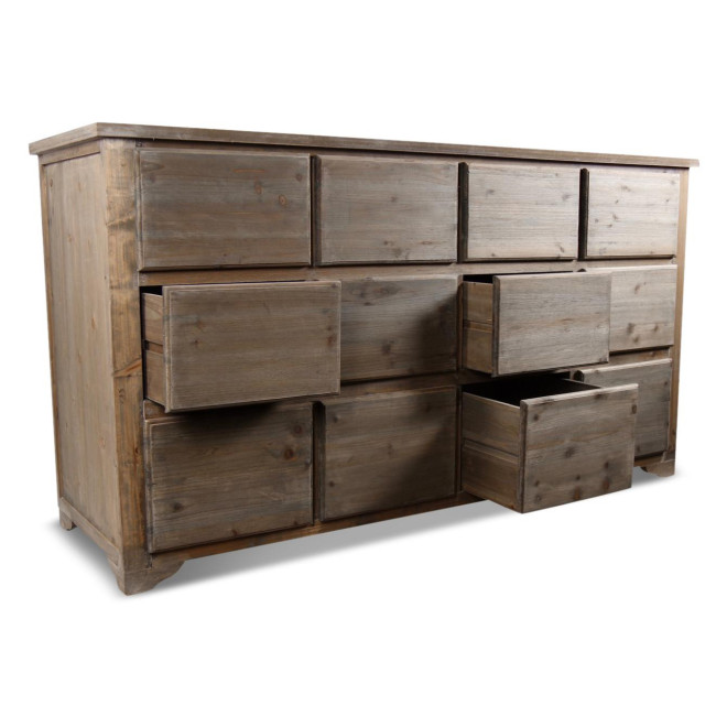 Meuble Semainier Chiffonnier Grainetier Bois 12 Tiroirs Nu 167x54x91cm
