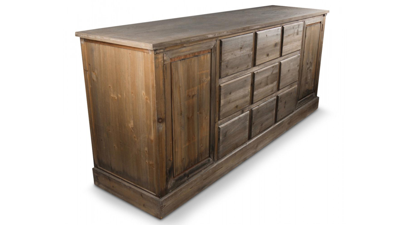 Meuble Semainier Chiffonnier Grainetier Bois 9 Tiroirs Nu 210x54x90cm