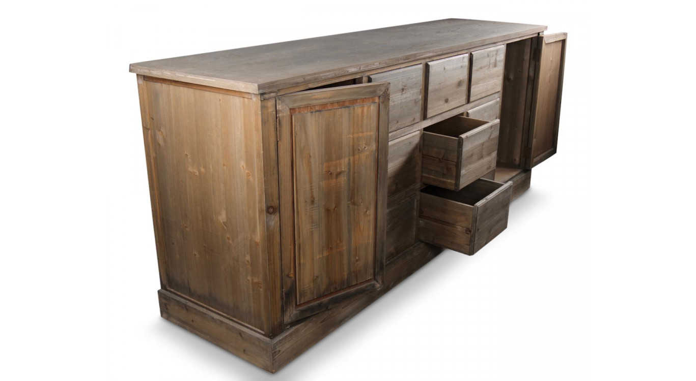 Meuble Semainier Chiffonnier Grainetier Bois 9 Tiroirs Nu 210x54x90cm