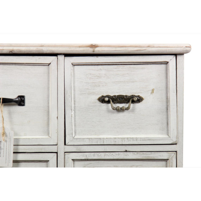 Meuble Semainier Chiffonnier Grainetier Bois 6 Tiroirs Cerusé Blanc 58x40.5x76cm