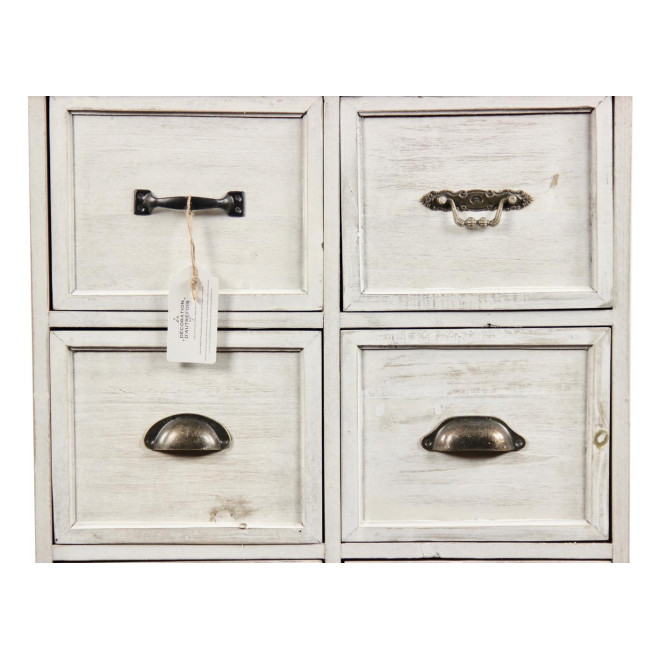 Meuble Semainier Chiffonnier Grainetier Bois 6 Tiroirs Cerusé Blanc 58x40.5x76cm