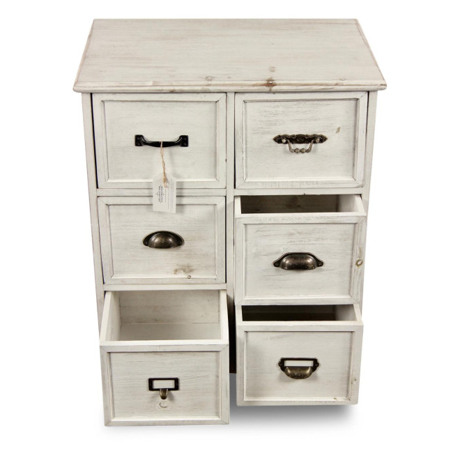 Wochenmöbel Chiffonnier Grainetier Bois 6 Schubladen Cerusé Blanc 58x40.5x76cm