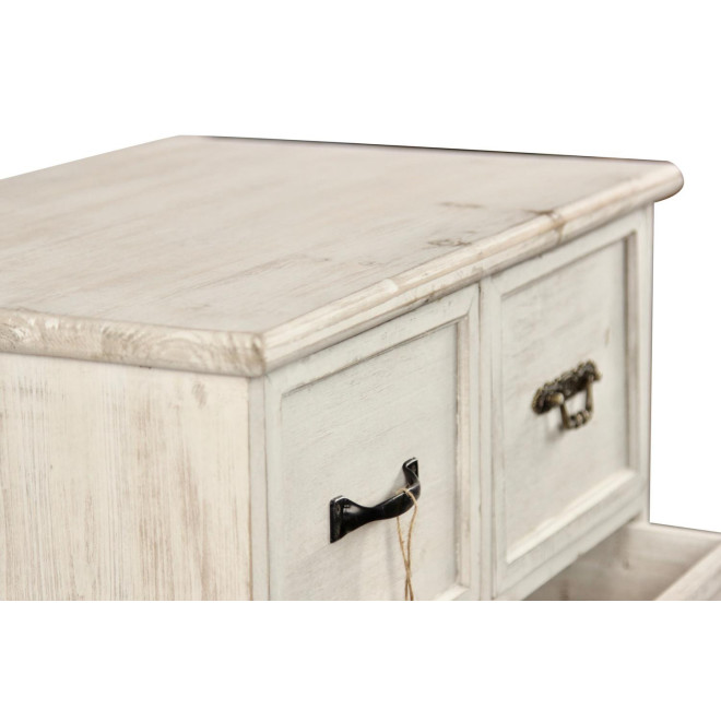 Wochenmöbel Chiffonnier Grainetier Bois 6 Schubladen Cerusé Blanc 58x40.5x76cm