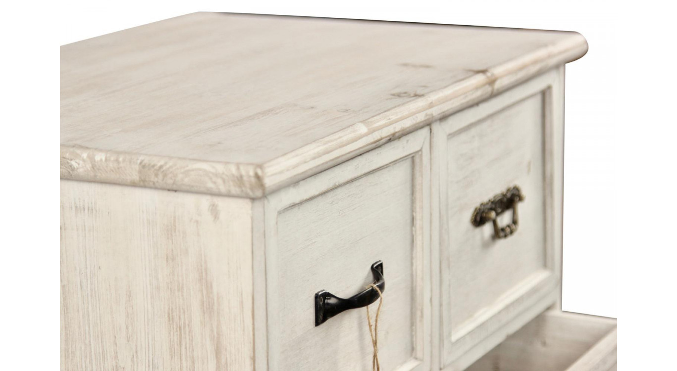 Wochenmöbel Chiffonnier Grainetier Bois 6 Schubladen Cerusé Blanc 58x40.5x76cm