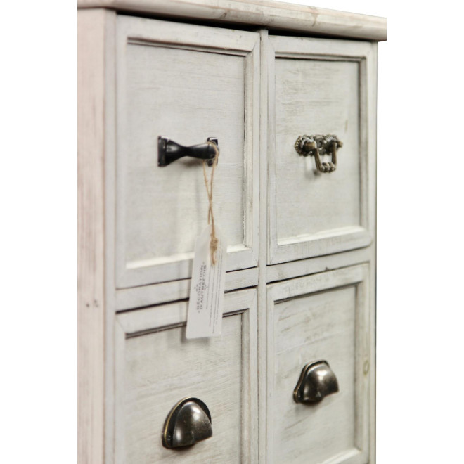 Meuble Semainier Chiffonnier Grainetier Bois 6 Tiroirs Cerusé Blanc 58x40.5x76cm