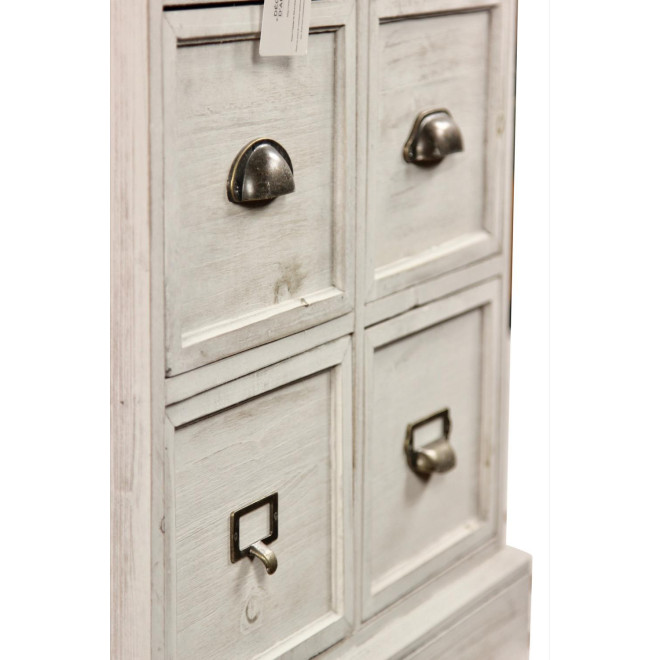 Wochenmöbel Chiffonnier Grainetier Bois 6 Schubladen Cerusé Blanc 58x40.5x76cm