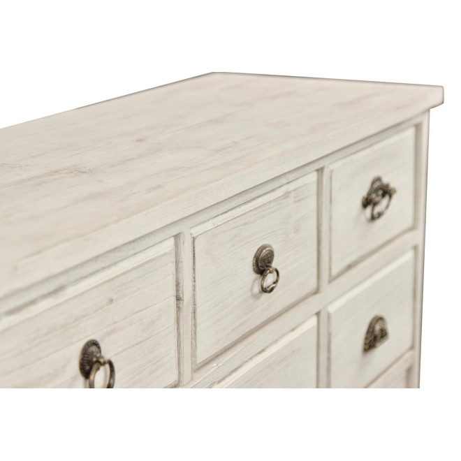 Wochenmöbel Chiffonnier Grainetier Holz 12 Schubladen Cerusé Weiß 101x31.5x75cm