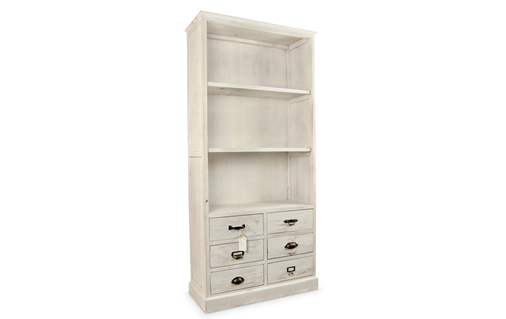 Sideboard Geschirrschrank Aufbewahrung Holz 6 Schubladen Cerusé Weiß 78x34x168cm