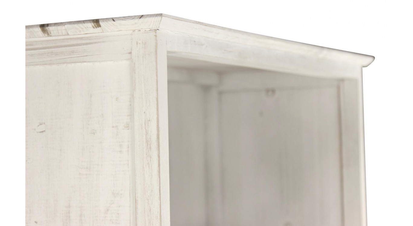Sideboard Geschirrschrank Aufbewahrung Holz 6 Schubladen Cerusé Weiß 78x34x168cm