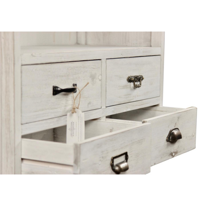 Sideboard Geschirrschrank Aufbewahrung Holz 6 Schubladen Cerusé Weiß 78x34x168cm