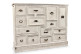Wochenschrank Chiffonnier Grainetier Bois 14 Schubladen Cerusé Blanc 125x40x99cm