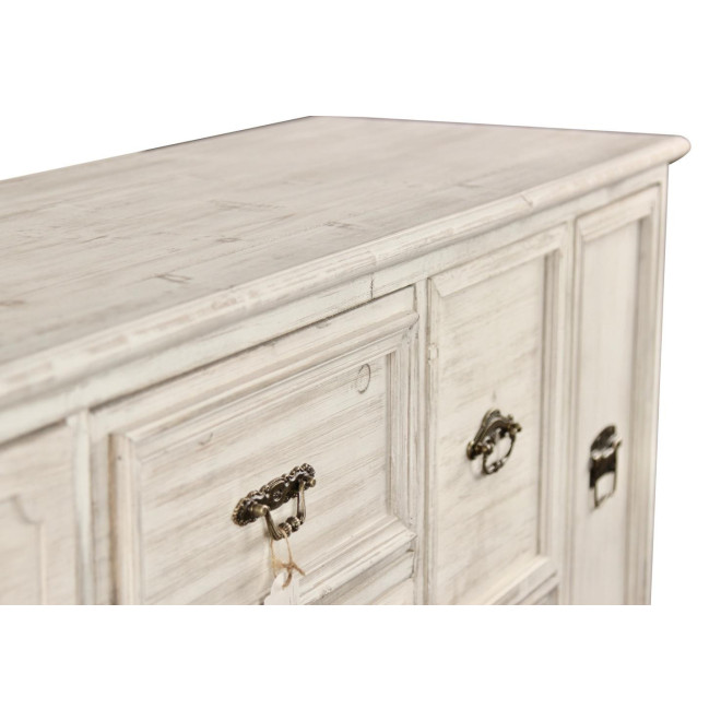 Wochenschrank Chiffonnier Grainetier Bois 14 Schubladen Cerusé Blanc 125x40x99cm