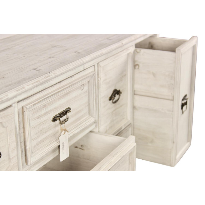 Wochenschrank Chiffonnier Grainetier Bois 14 Schubladen Cerusé Blanc 125x40x99cm