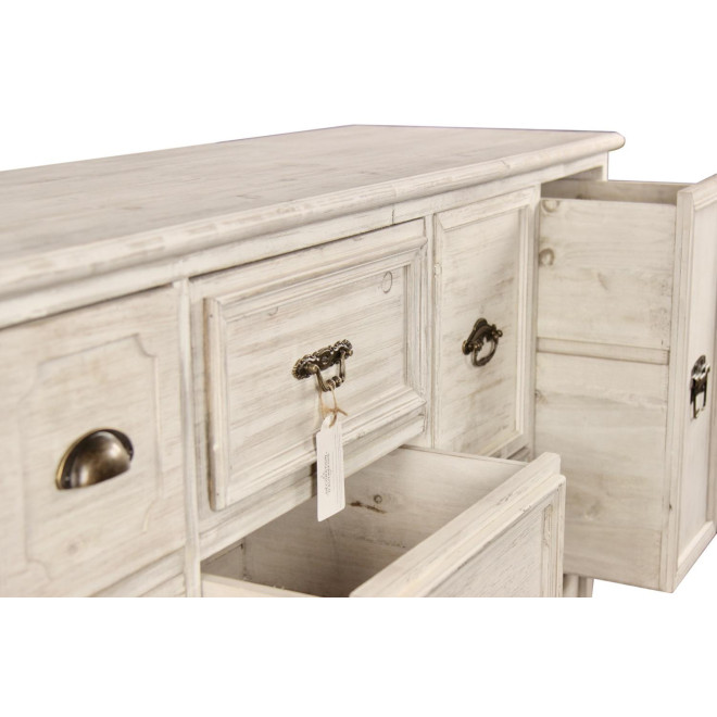 Wochenschrank Chiffonnier Grainetier Bois 14 Schubladen Cerusé Blanc 125x40x99cm