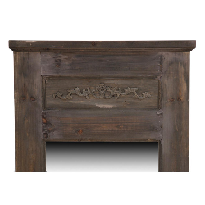 Grand Miroir Ancien Rectangulaire Vertical Bois 58x4x118cm